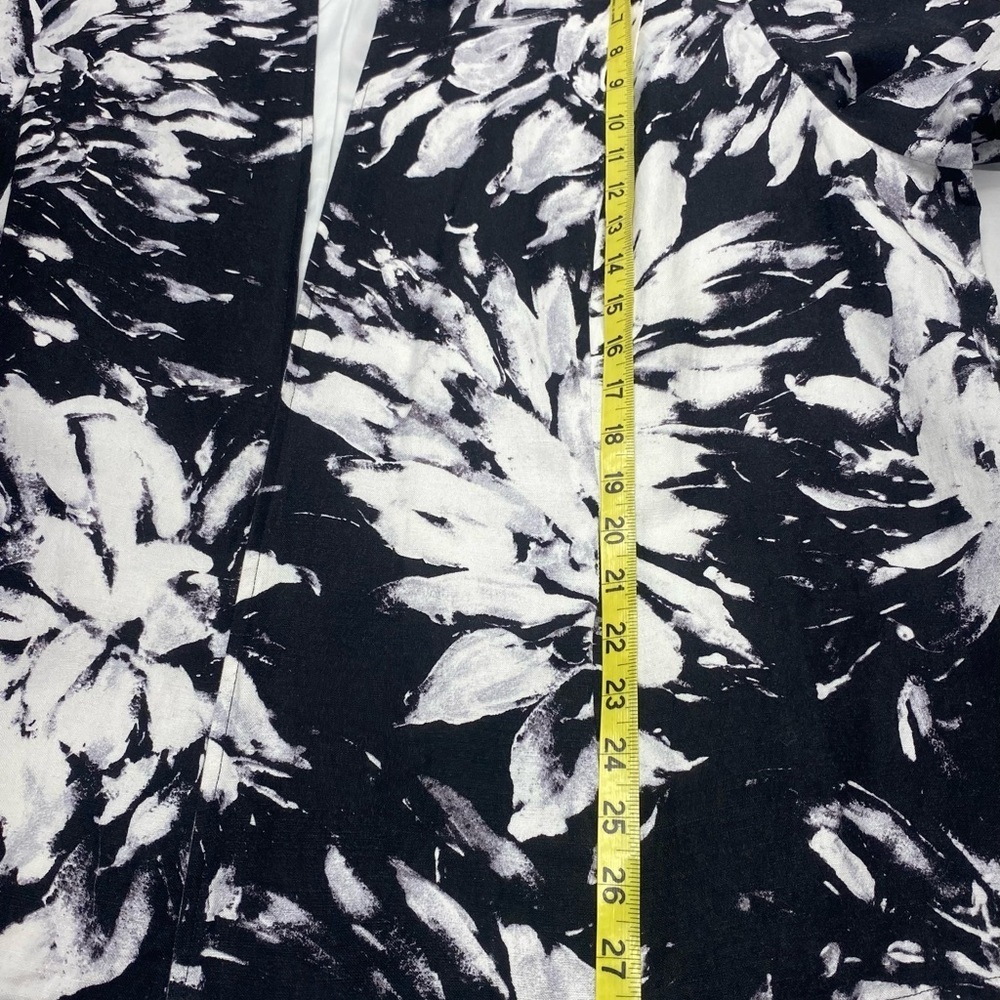 Catherines Monochrome Floral Open Jacket 2X 3/4 SL Pockets Black/White - Picture 9 of 11